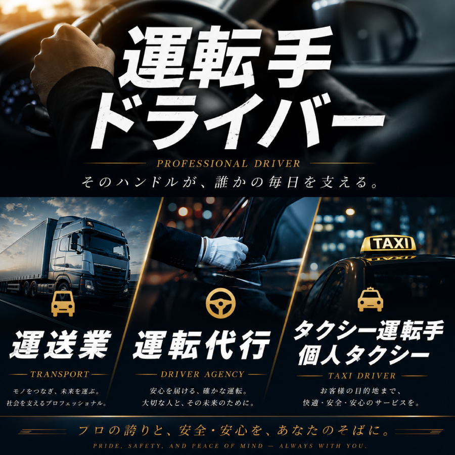 職業別名刺 運転手 ドライバー 個人タクシー タクシー運転手 運転代行 代行運転 代行サービス 名刺デザイン
