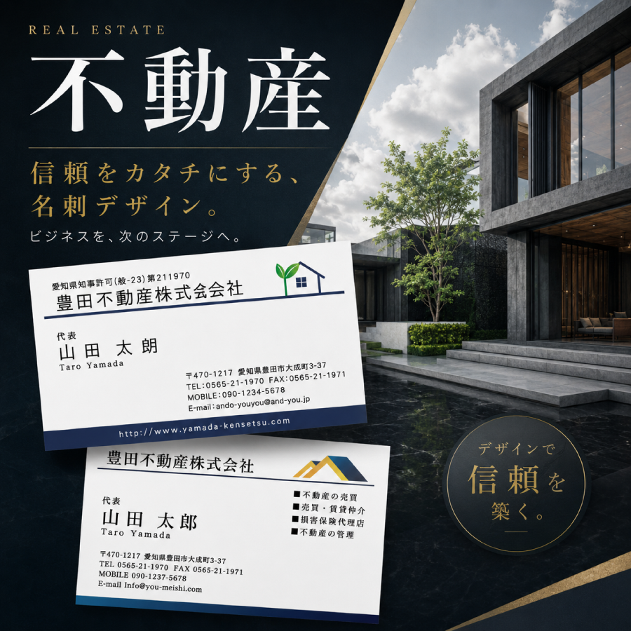 職業別名刺 不動産屋 宅地建物取引業 名刺デザイン