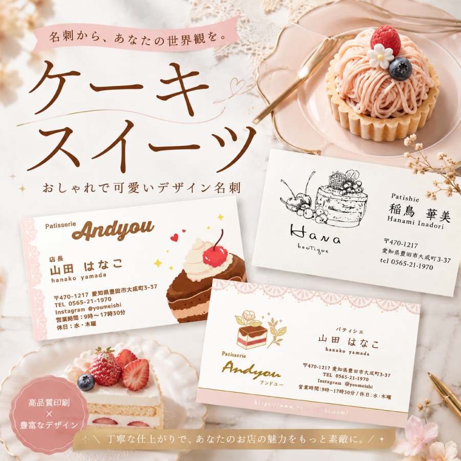 職業別名刺 パティシエ ケーキ屋 名刺デザイン